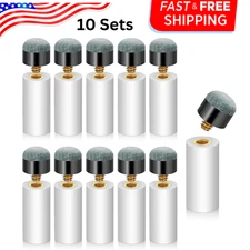 10 Sets Screw on Pool Cue Tips Replacement Billiard Cue Tips with White Pool