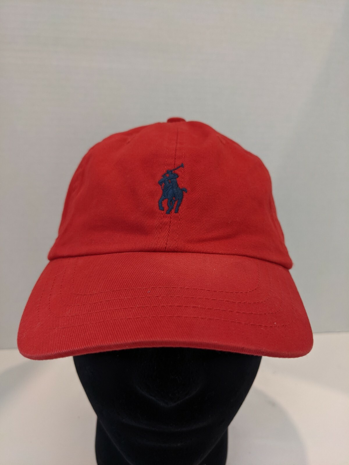Ralph Lauren Polo Youth Hat Cap Red with Navy Blue Pony Adjustable