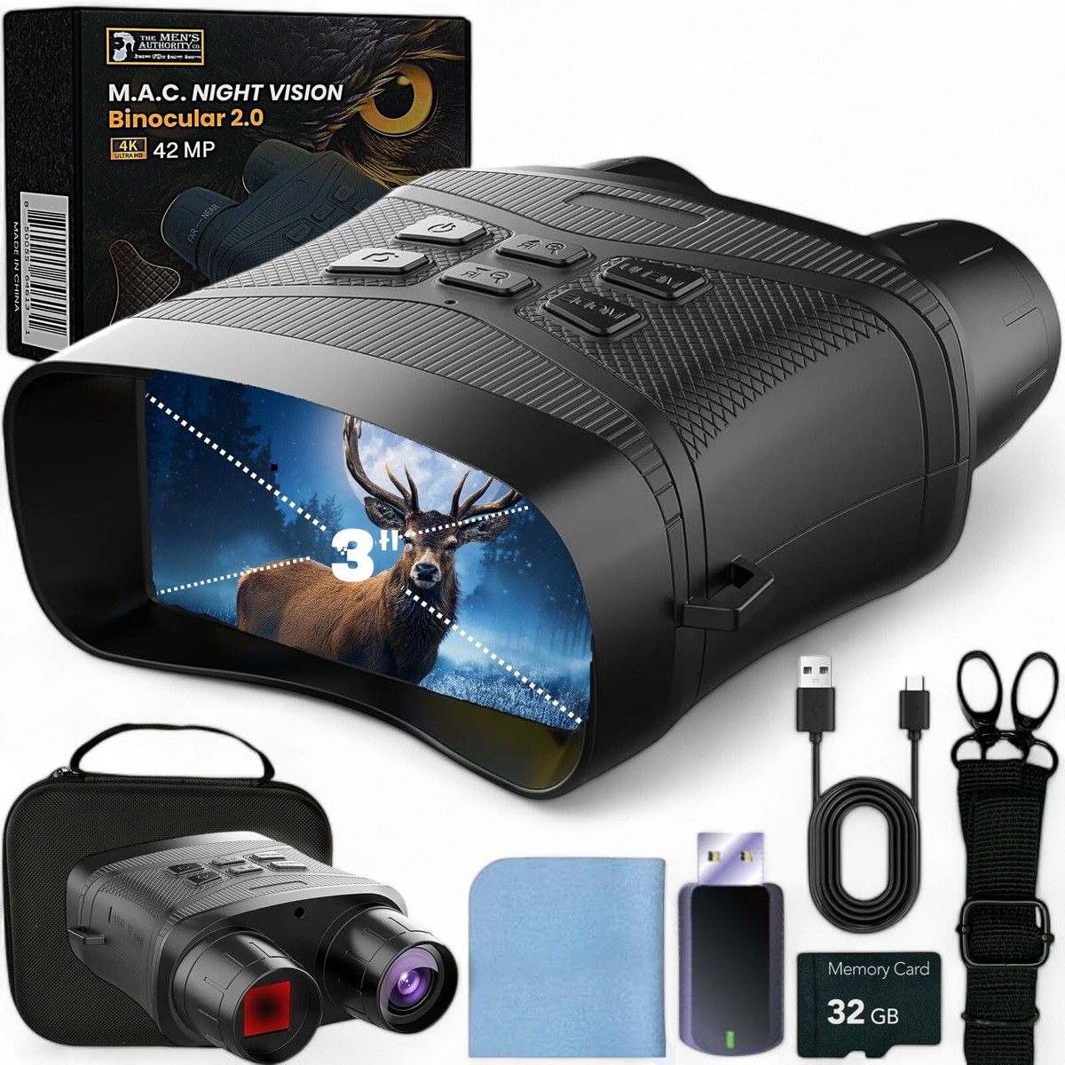 Night Vision Goggles - 4K 42 MP Binoculars 3'' Screen For Darkness