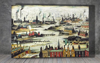 L. S. Lowry Industrielle Landschaft LEINWAND GEMÄLDE KUNSTDRUCK POSTER 2004
