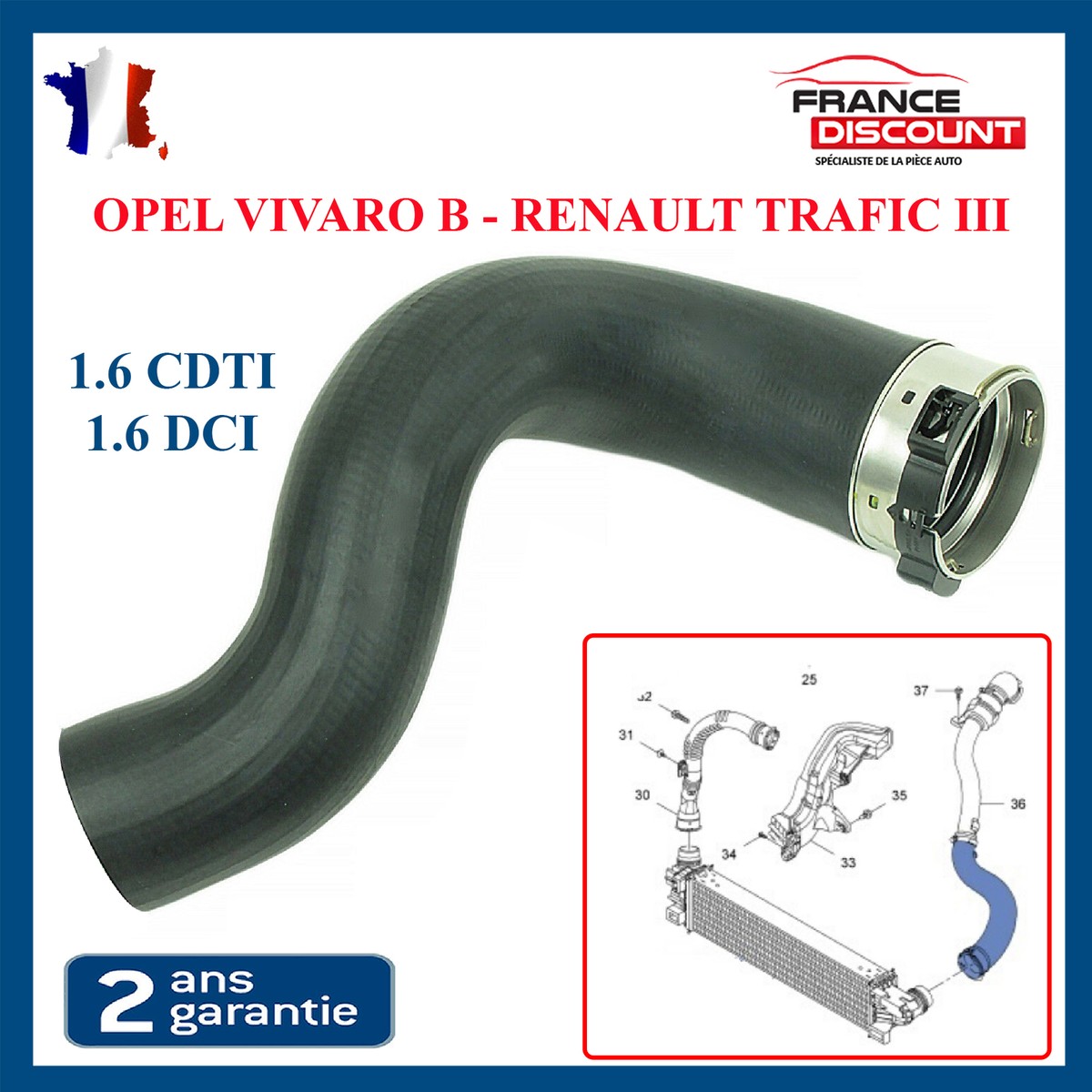 Durite De Turbo Pour Opel Movano B – 8200730404, 144600828R, ATUZ-Germany, Avec Colliers