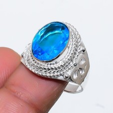 Swiss Blue Topaz Gemstone 925 Sterling Silver Jewelry All Size Ring For Gift