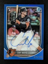 2025 Bowman COBY MAYO 75/150 RC Auto Blue Refractor Chrome Rookie #CRA-CM