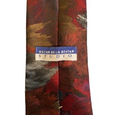 Oscar de la Renta Studio Mens Silk Tie Red Abstract Floral Made in USA 2662
