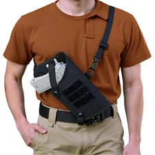 Tactical Cross Body Shoulder Gun Holster for Pistol w/Laser Flashlight Mounted