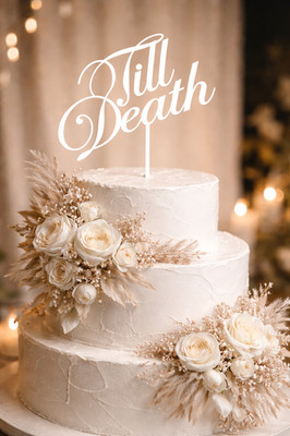 Till Death Tortenaufleger Gothic Hochzeitstorte Deko Alternative Braut & Bräutigam