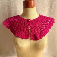 Vintage Red Hand Crocheted Wide Detached Collar
