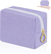Shining Mini Makeup Bag for Purse Portable Lipstick Pouch Soft PU Leather Small