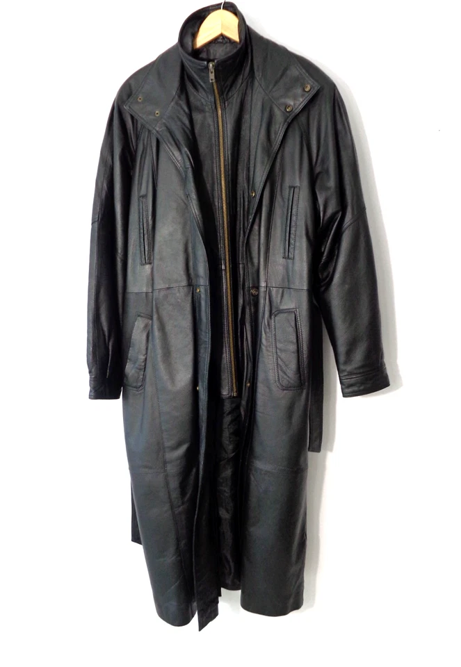 Charles Klein мужчин винтажный кожаный длинный Тренч w съемный внутренний жилет размер XL - Изображение 3 из 4