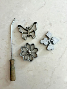 Vintage Rosette Iron  Cookie Mold-3  Molds & 1 Handle