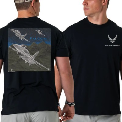 U.S. Air Force F-16 Fighting Falcon T-shirt, Mountain Flight Art 2 Sides