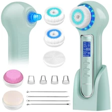 Face Scrubber Exfoliator,Facial Cleansing Brush Waterproof with LCD Screen,Bl...