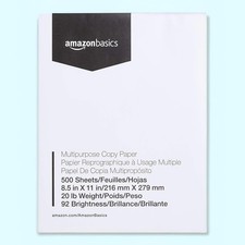 Papel para impresora de copia multipropósito Amazon Basics, 8,5 X 11 pulgadas, 20 lb, 92 brillante