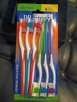 Dr. Fresh Adult Manual Toothbrush with Tongue Scraper, Firm Bristles, 6 brushes