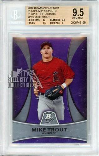 Mike Trout 2010 Bowman Platinum Prospects Purple Refractor Card #PP5 BGS 9.5
