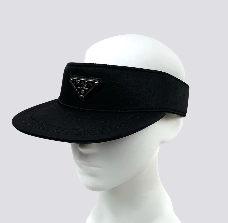 Prada Nylon Metal Triangle Logo Center Baseball Sun Visor Black Size M - Image 3 of 4
