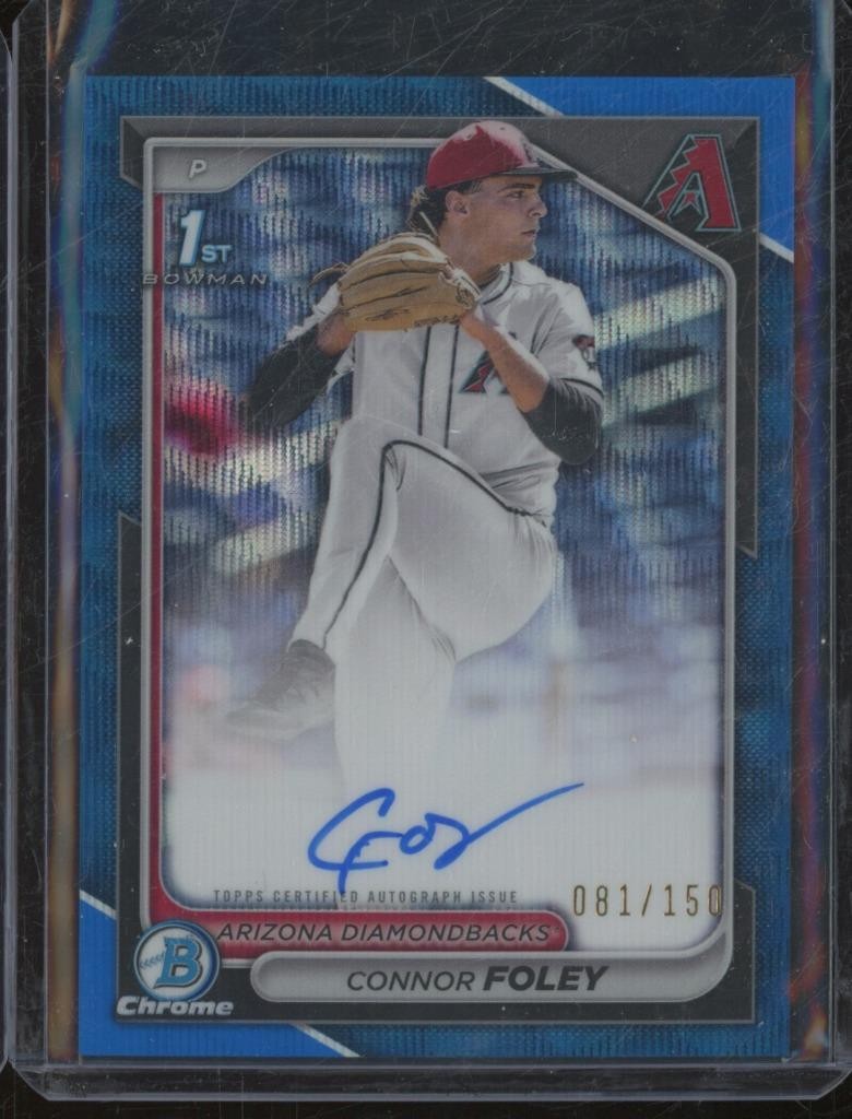 2024 Bowman Draft Chrome CONNOR FOLEY RC 1st Auto Blue Wave Refractor /150 KM2