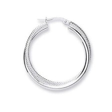 Silver Hoop Creole Earrings 925 Hallmark 27mm