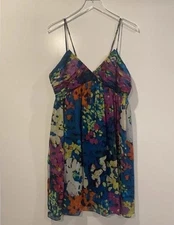 Morgan McFeeters Womens Silk Floral Empire WaistBaby Doll Slip Dress Size 12