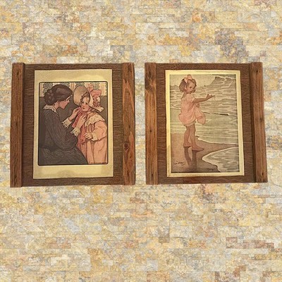 Vintage Prints JESSIE WILCOX SMITH Mother Daughter Hat & Little Drops of Water