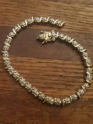  Broken Ross Simon's Gold Plated Sterling Silver Diamond Bracelet Broken