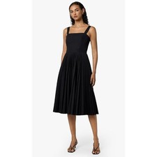 THEORY WOMENS SIZE 6 SLEEVELESS PLEATED VOLUME POPLIN MIDI DRESS BLACK NEW