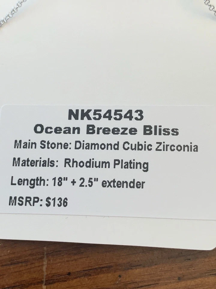 Collar Bomb Party NK54543 Ocean Breeze Bliss Circonita Cúbica Chapado en Rodio Foto 3 de 4