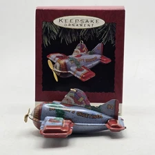 Hallmark Tin Airplane 1993 Keepsake Ornament Pressed Tin With Box