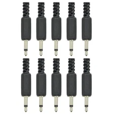 10 Pcs TS Mono Male Plug 1/8" 3.5mm Solder Type DIY Audio Cable Black