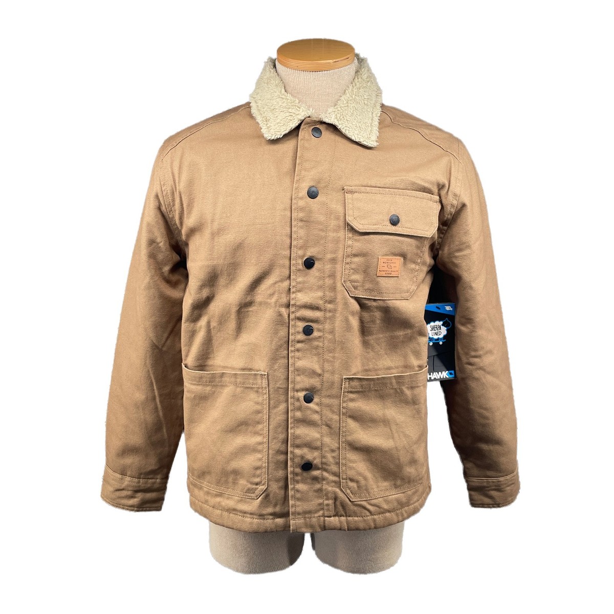 Tony Hawk Chore Coat Mens Small Sherpa Lined Panama Canvas Shacket