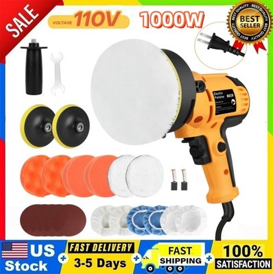 1000W Car Polisher Buffer Sander Polishing Machine Kit Waxing with 5'' Pad Bonnet