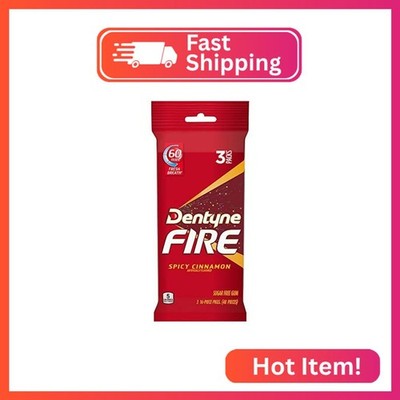 Dentyne Fire Sugar Free Gum (Spicy Cinnamon, 16 Piece, Pack of 3)