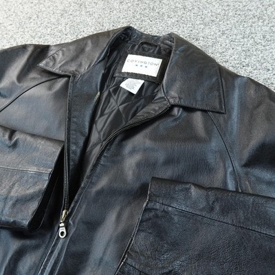 Covington Jacket Mens L Black Leather Bomber Full Zip Coat Aviator Motorcycle