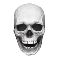 Realistic Halloween Full Head Skull Mask with Movable Jaw,Scary Latex Helmet ...
