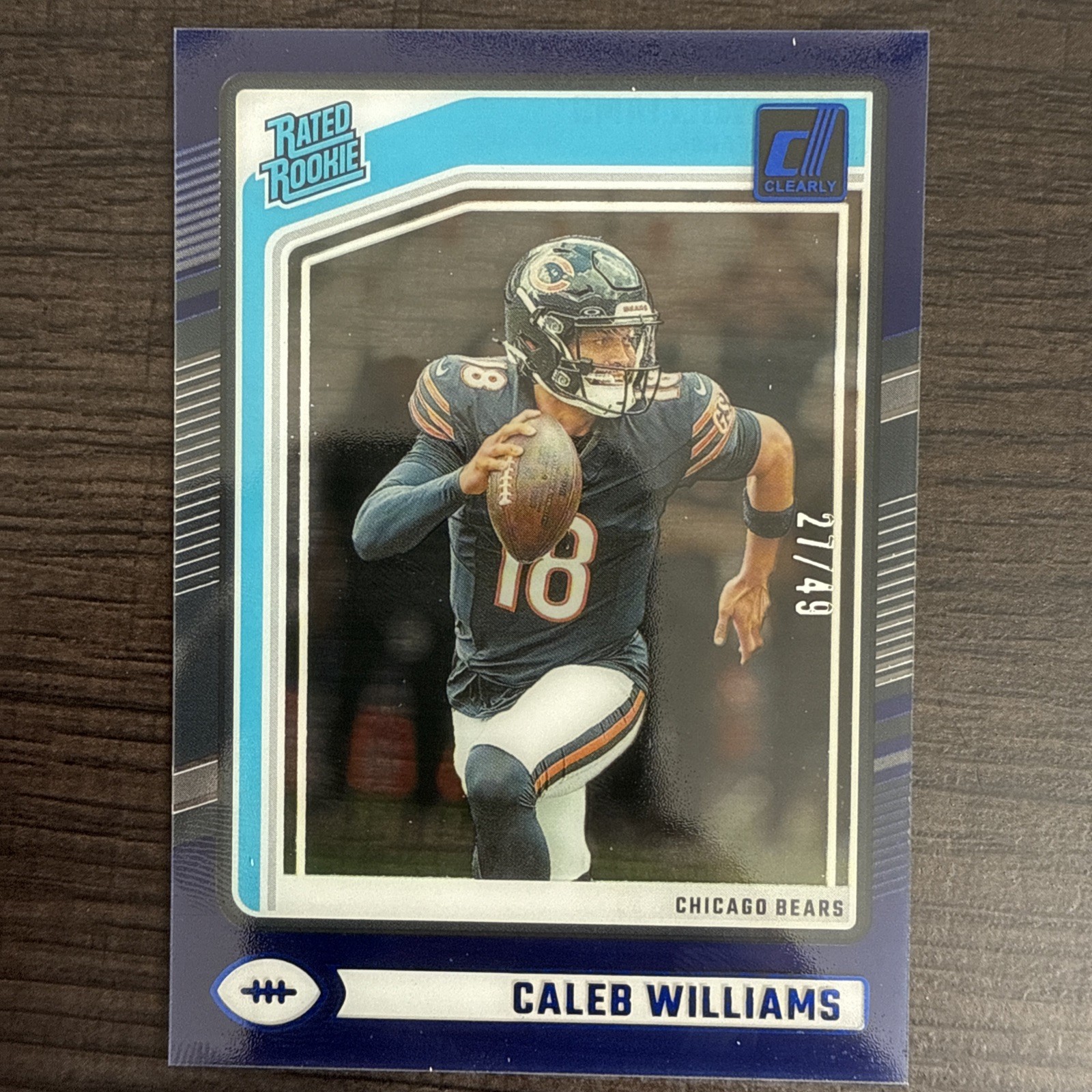 2024 Donruss Clearly Caleb Williams Rated Rookie Blue Color Match SP RC #42/49