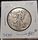 USA 1935 50 cents Walking Liberty half dollar  old silver coin  #3588