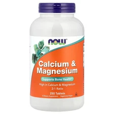Now Foods Calcium  Magnesium 250 Tablets GMP Quality Assured, Kosher, Vegan,