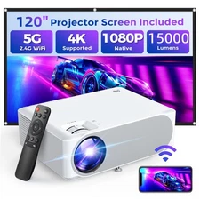 Portable 4K Mini Movie Projector 1080P 5G WiFi Video Home Theater 400" Display