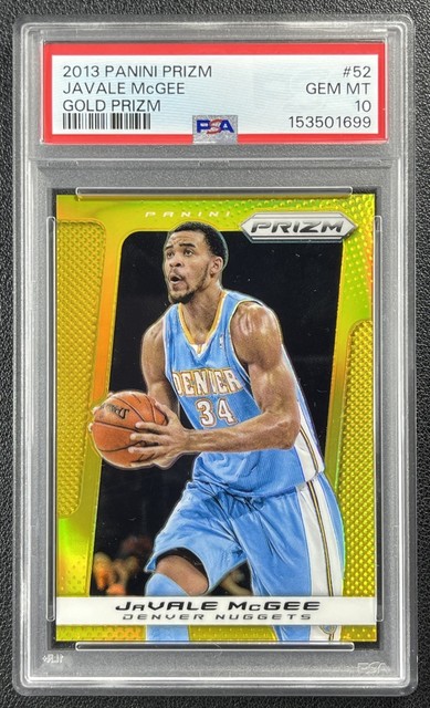 JAVALE MCGEE PSA 10 2013-14 PANINI PRIZM #52 GOLD PRIZMS 04/10 NUGGETS