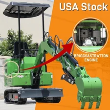 Chinese Mini Excavator Hydraulic Digger Crawler 13.5HP Garden 1ton USA Stock B&S