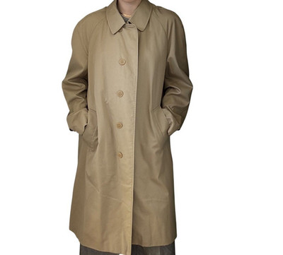 Vintage Aquascutum London Mens Aqua 5 Tan Beige Trench Rain Coat