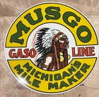 Vintage DSP Musgo Gasoline Porcelain Enamel Gas & Oil Sign 48x48".