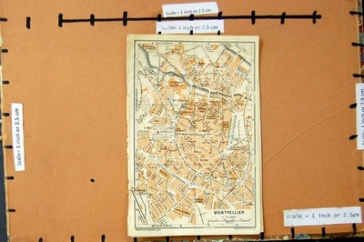 Original alter antiker Druck Karte 1907 Straßenplan Stadt Montpellier Frankreich Europa