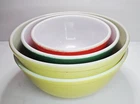 Vintage Pyrex 3 Piece Mixing Bowl Set Primary Colors Red and  2 Large yellow