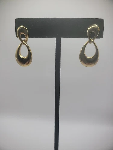 Vintage Gold Tone Dangle Earrings Hoop Womens Pierced Stud Jewelry Costume