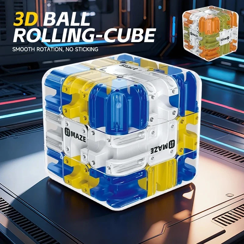 3D Maze Cube Puzzle - Large Labyrinth Ball Game with 6-Side Challenge Fidget Toy - Image 4 of 4