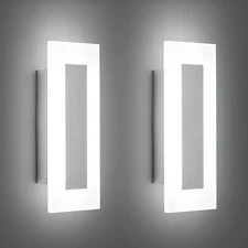 LMQNINE Modern LED Acrylic Wall Sconce Warm White Light Chrome 6000K for