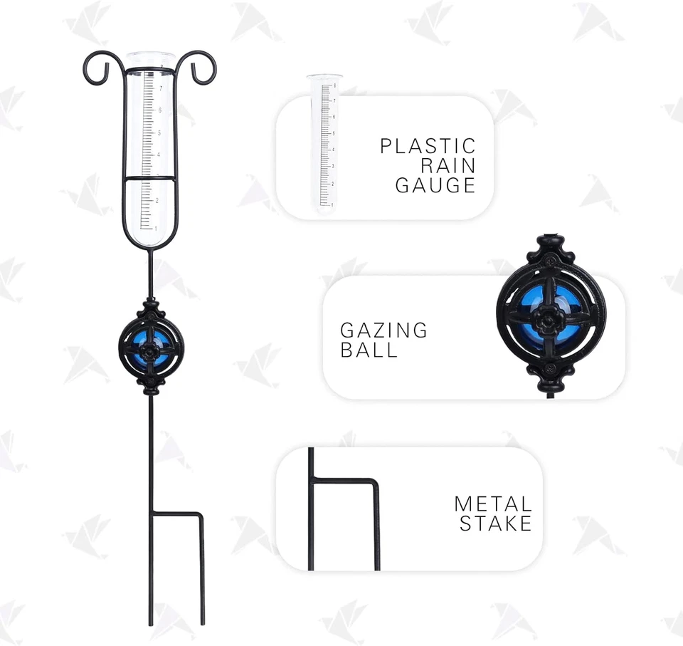 MUMTOP Rain Gauge Outdoor, Metal Gazing Ball Decorative with Stake for Lawn, Yar - Image 2 of 4