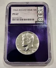 1964 Accent Hair Kennedy Half Dollar PF67 NGC BERT Purple Core Holder