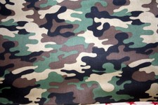 CAMOFLAUGE IN BROWN, GREEN, TAN AND BLACK - 100 COTTON FABRIC